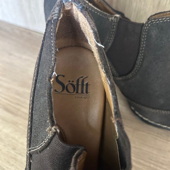 Sofft Womens Simola Boot Brown Suede Chelsea Bootie Shootie Heel SZ8 Comfort - Picture 7 of 11